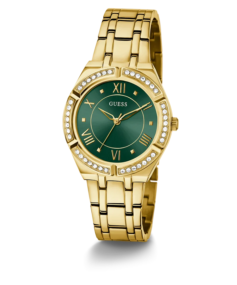 Guess Ladies Cosmo Green Dial Gold Case & Strap - GW0033L8