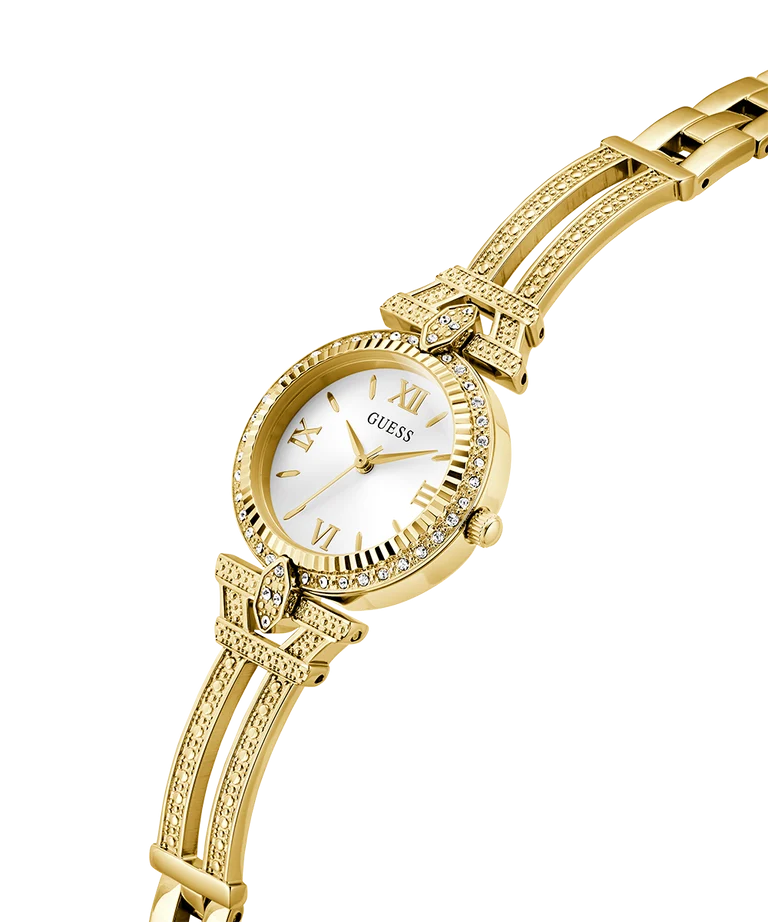 Guess Ladies Delphine Gold Case & Band, White Dial - GW0864L2