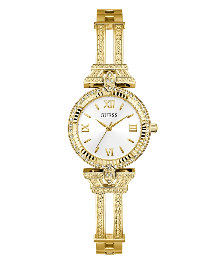 Guess Ladies Delphine Gold Case & Band, White Dial - GW0864L2