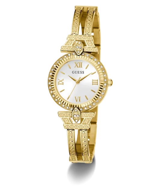Guess Ladies Delphine Gold Case & Band, White Dial - GW0864L2