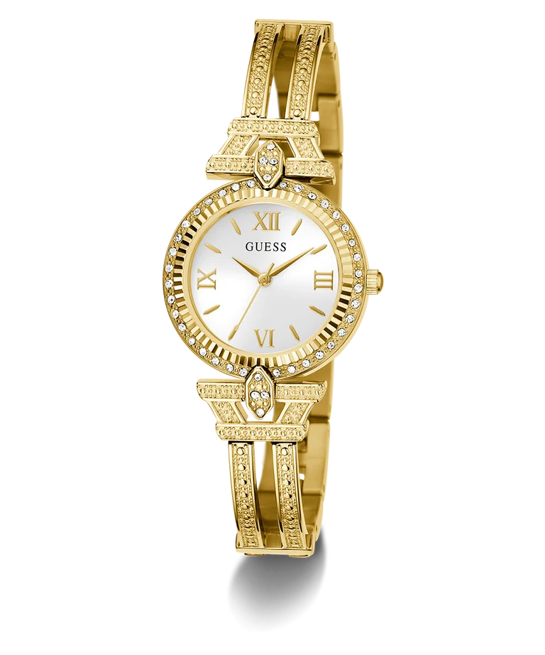 Guess Ladies Delphine Gold Case & Band, White Dial - GW0864L2