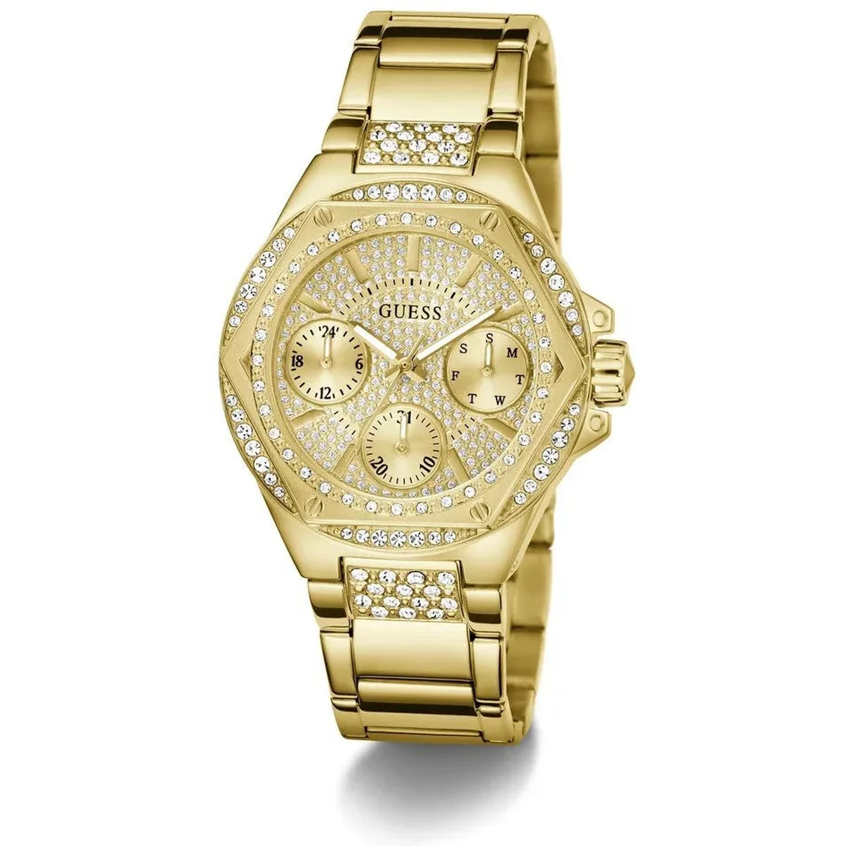 Guess Ladies Envy Gold Tone Rhinestone Multifunction Watch - GW0878L2