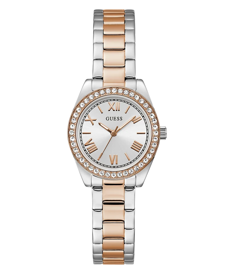 Guess Ladies Mini Luna 2-Tone Rose Gold, Silver Dial  - GW0841L3