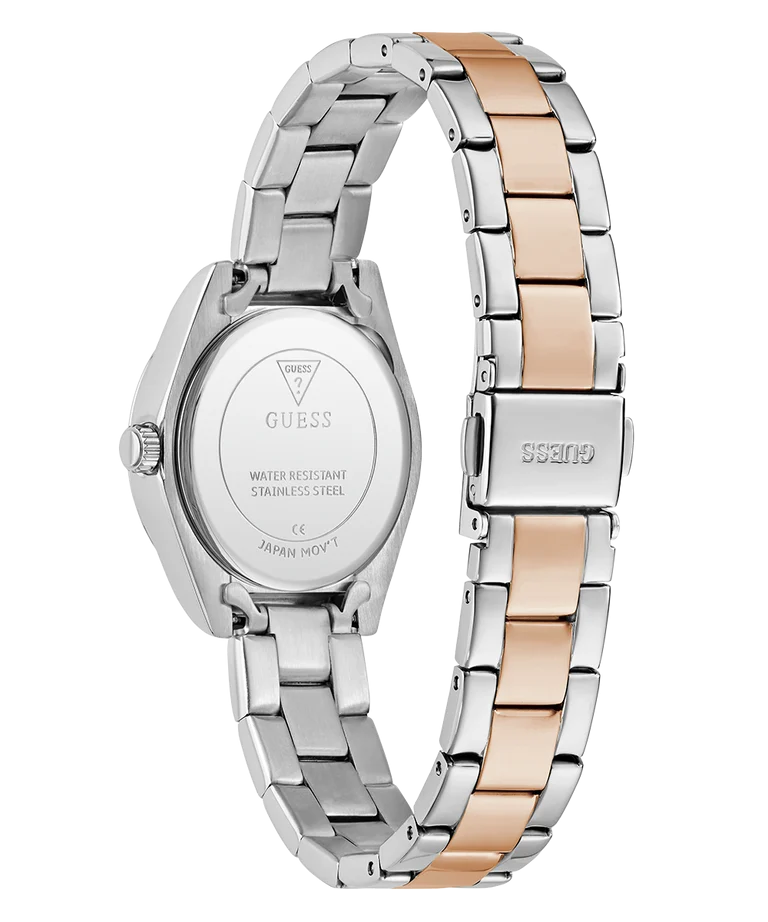 Guess Ladies Mini Luna 2-Tone Rose Gold, Silver Dial  - GW0841L3