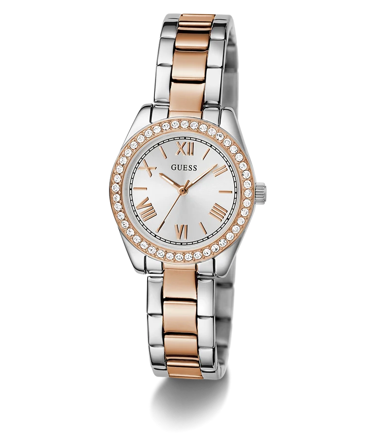 Guess Ladies Mini Luna 2-Tone Rose Gold, Silver Dial - GW0841L3