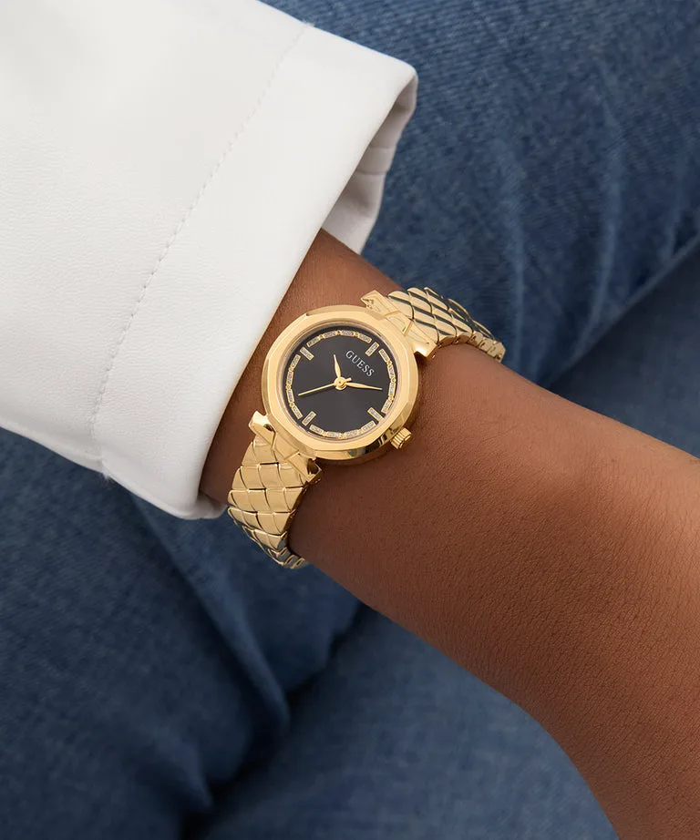 Guess Ladies Mini Rumour Black Dial, Gold Case & Band  - GW0839L2