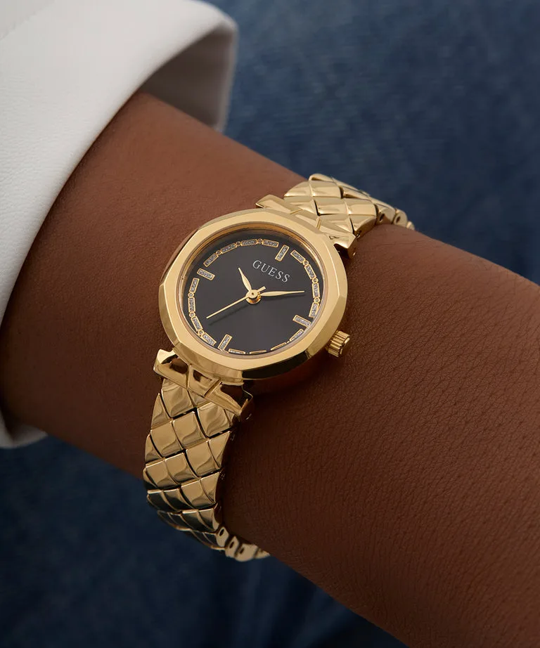 Guess Ladies Mini Rumour Black Dial, Gold Case & Band  - GW0839L2