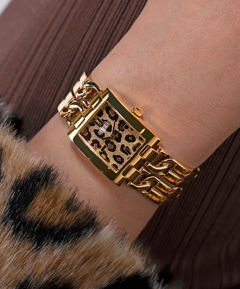 Guess Ladies MOD ID Leopard Gold Case & Band Watch - GW0807L2