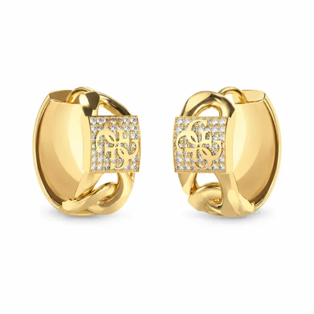 GUESS Mainline 15mm 4G Pavé Earrings Gold – Crystal Logo Stud Earrings