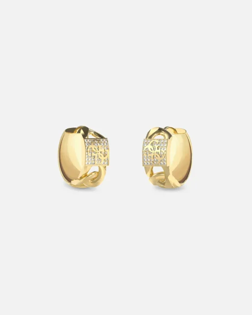 GUESS Mainline 15mm 4G Pavé Earrings Gold – Crystal Logo Stud Earrings
