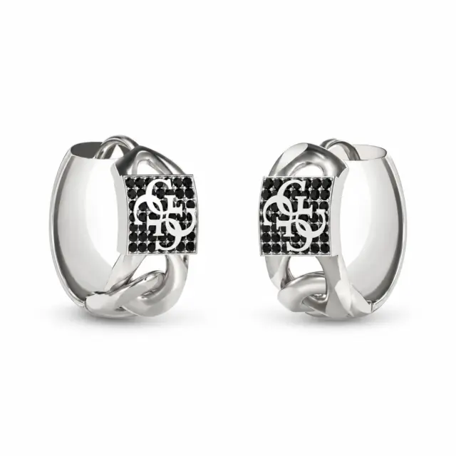 GUESS Mainline 15mm 4G Pave Earrings Silver - JUME06029JWSTT/U