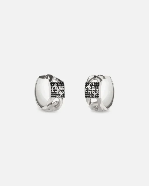 GUESS Mainline 15mm 4G Pave Earrings Silver - JUME06029JWSTT/U