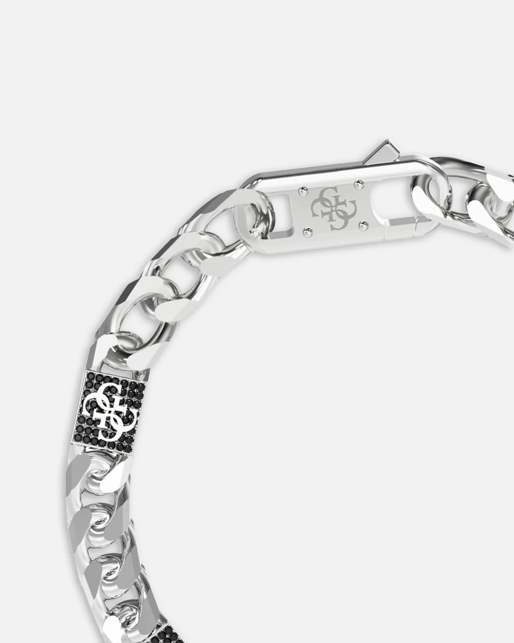 GUESS Mainline 4G Curb Chain Pavé Bracelet Silver - JUMB06027JWSTL