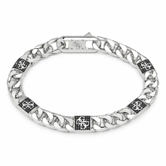 GUESS Mainline 4G Curb Chain Pavé Bracelet Silver - JUMB06027JWSTL