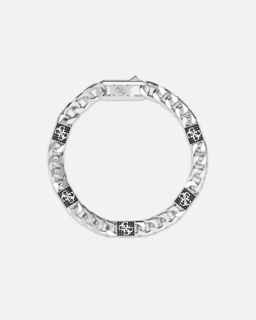 GUESS Mainline 4G Curb Chain Pavé Bracelet Silver - JUMB06027JWSTL
