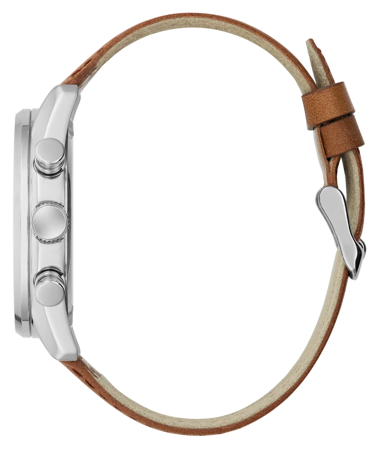 GUESS Mens Brown Silver Tone Multi-function Watch - GW0972G1