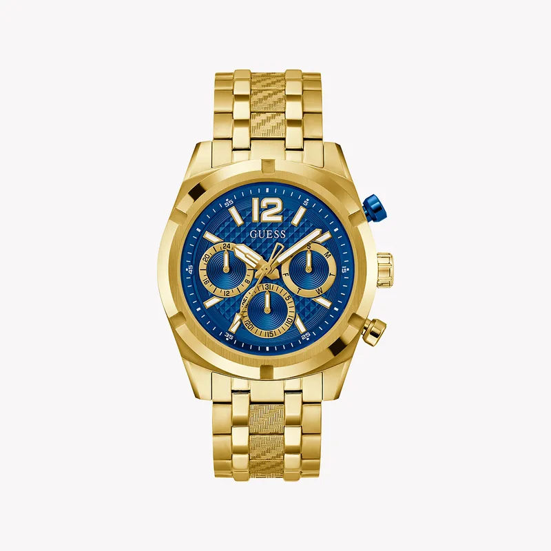 Guess Men's Gold Watch, Blue Dial | GW0714G2
