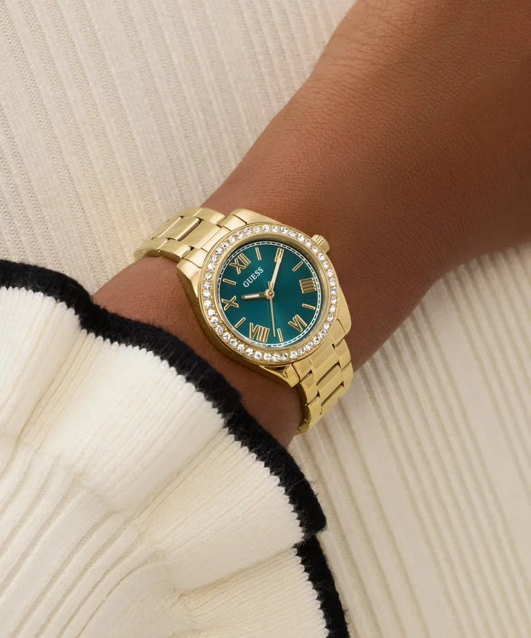GUESS Mini Luna Teal GW0841L9 Ladies Mini Luna Gold Tone Analog Watch