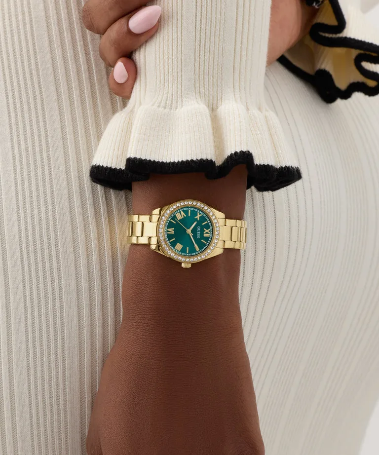 GUESS Mini Luna Teal GW0841L9 Ladies Mini Luna Gold Tone Analog Watch