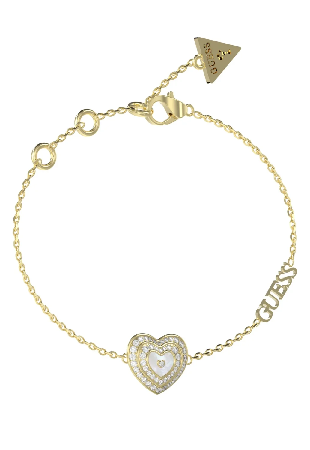 GUESS Mother of Pearl Heart Bracelet Gold – JUBB04027JWYGWHL
