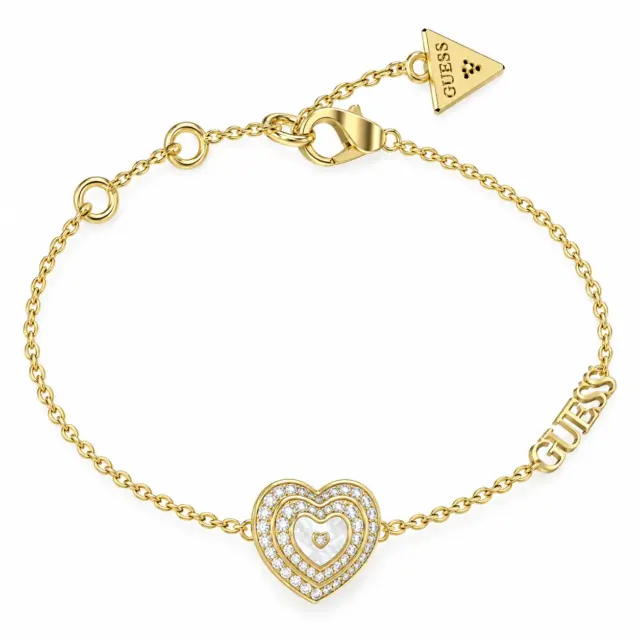 GUESS Mother of Pearl Heart Bracelet Gold – JUBB04027JWYGWHL