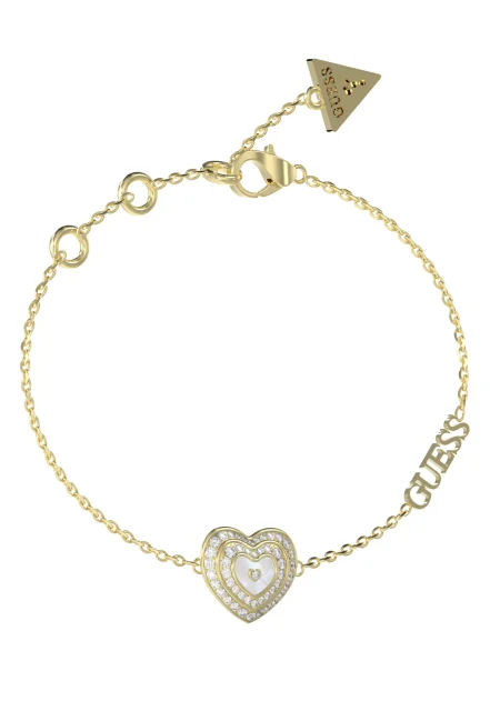 GUESS Mother of Pearl Heart Bracelet Gold – JUBB04027JWYGWHL
