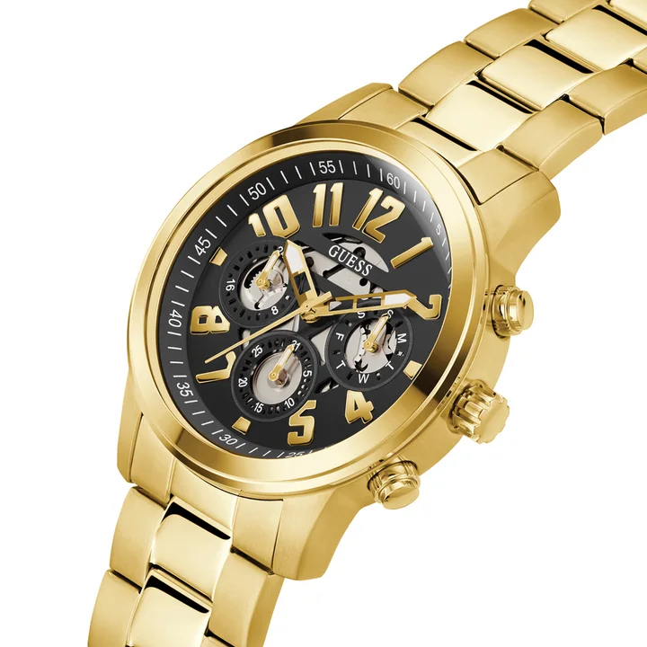 Guess Parker Gents Black Dial Gold Tone Gents Watch - GW0627G2