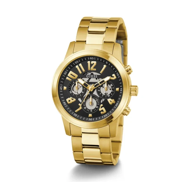 Guess Parker Gents Black Dial Gold Tone Gents Watch - GW0627G2