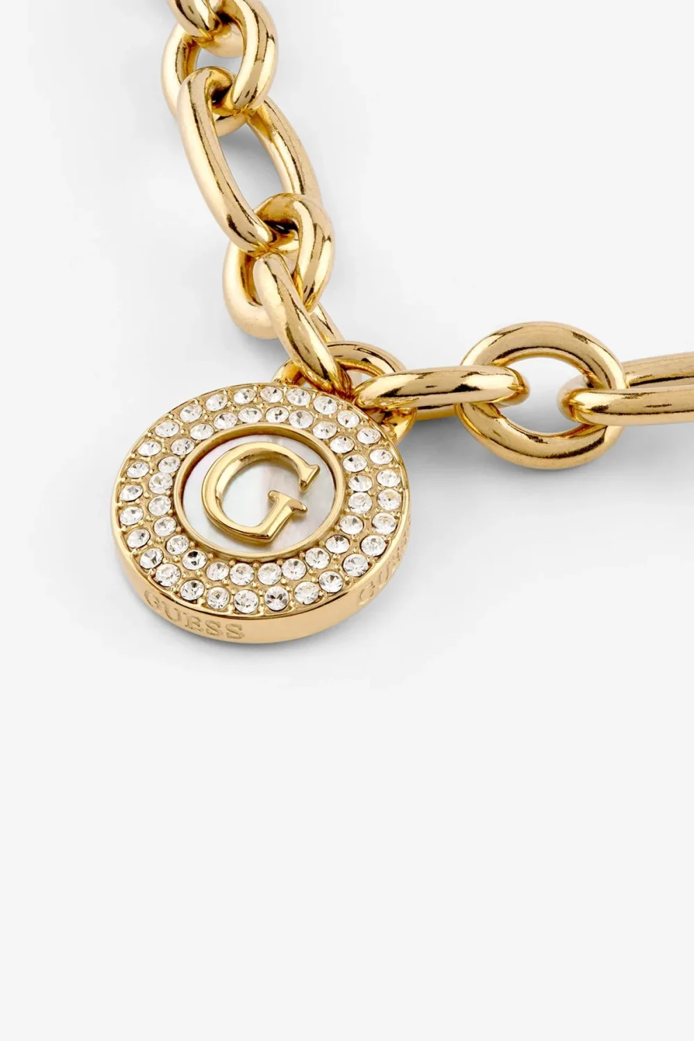 GUESS Pearly G Charm Necklace Gold-Tone with Mother of Pearl Pendant – JUBN06193JWYGT/U