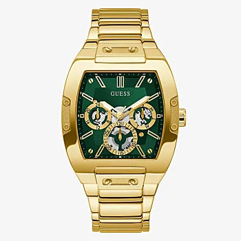 Guess Phoenix Green Dial Gold Tone Case Gold Tone Stainless Strap Watch - GW0456G3