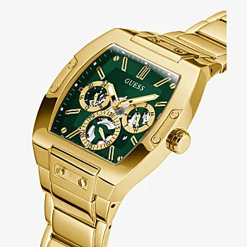 Guess Phoenix Green Dial Gold Tone Case Gold Tone Stainless Strap Watch - GW0456G3