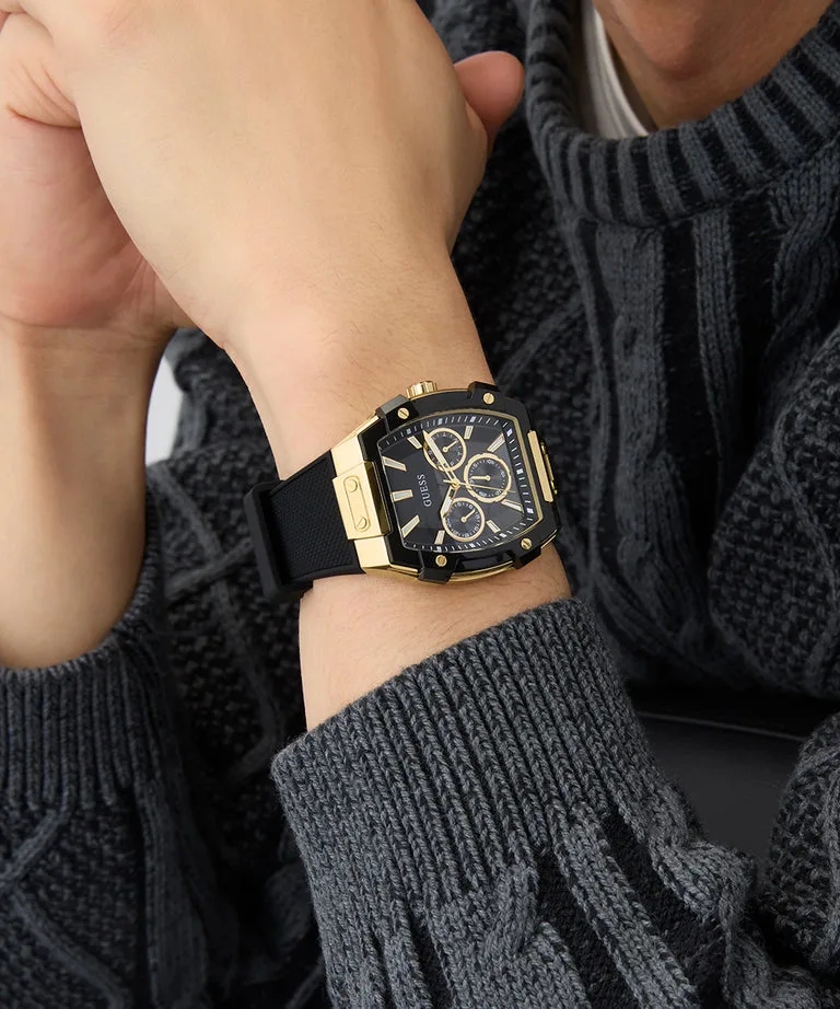GUESS Phoenix Men's Black Gold Tone Multi-Function Watch 44mm GW0956G2