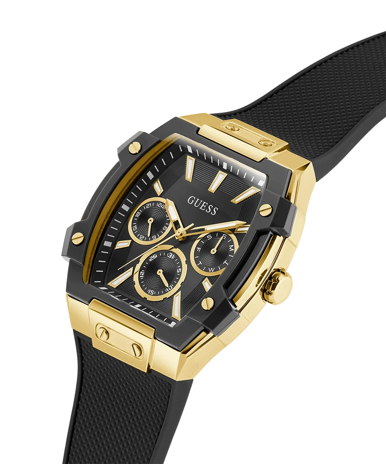 GUESS Phoenix Men's Black Gold Tone Multi-Function Watch 44mm GW0956G2