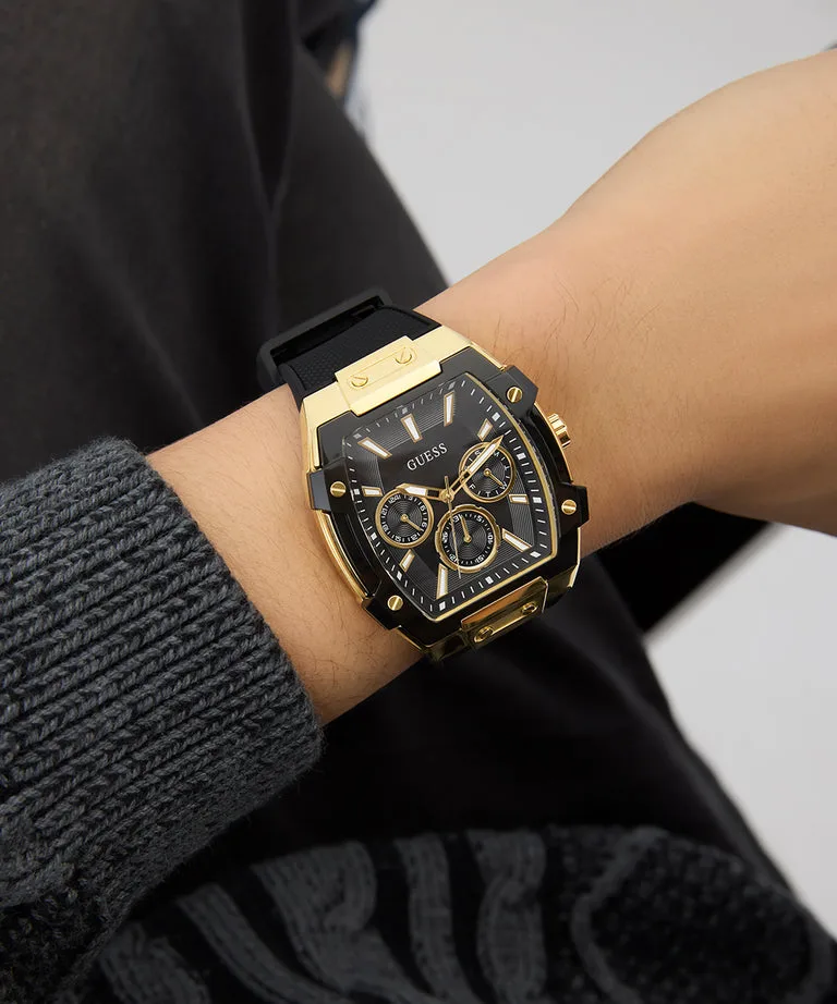 GUESS Phoenix Men's Black Gold Tone Multi-Function Watch 44mm GW0956G2