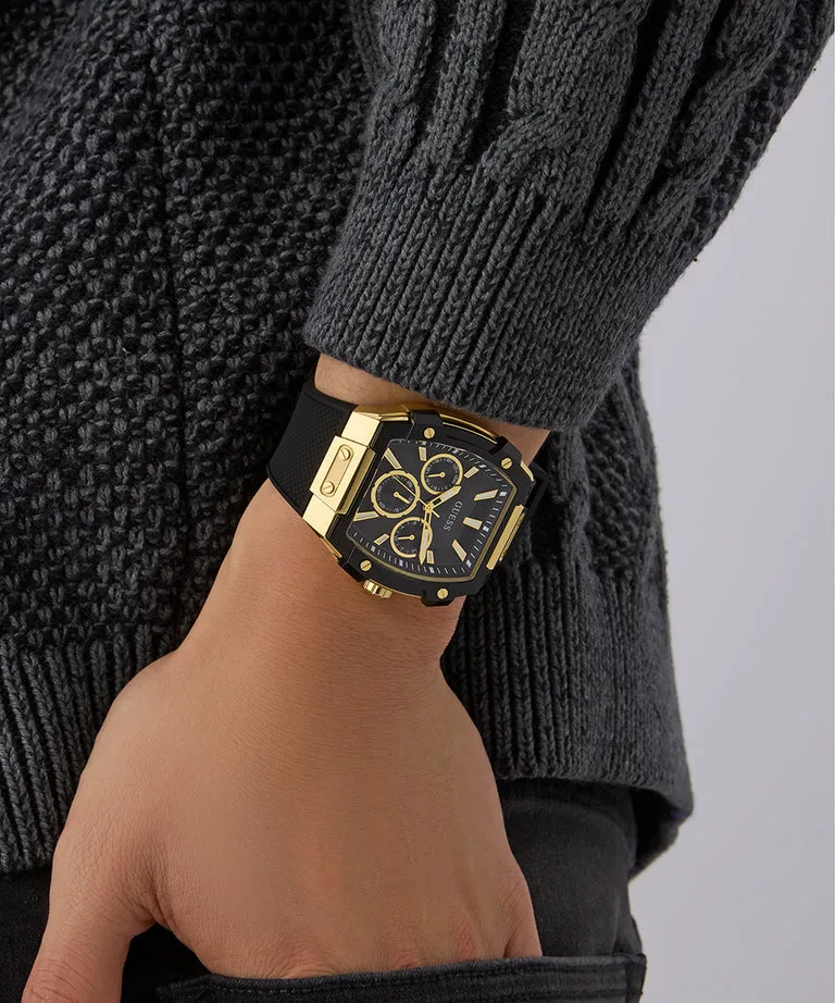 GUESS Phoenix Men's Black Gold Tone Multi-Function Watch 44mm GW0956G2