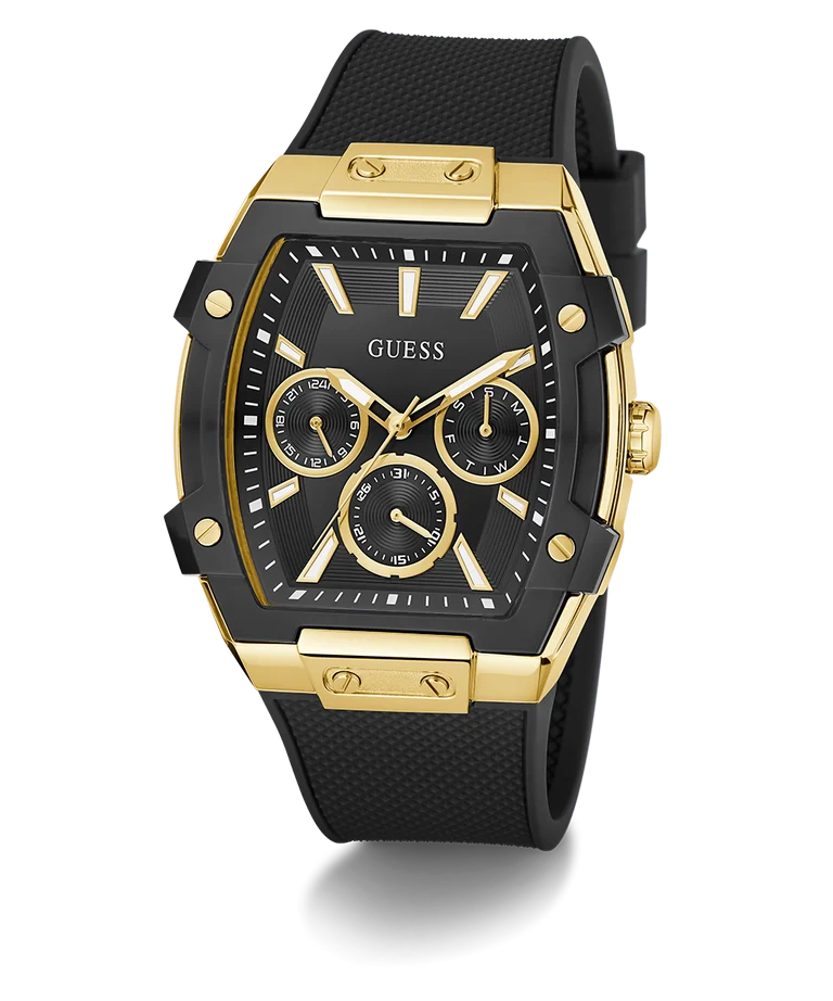 GUESS Phoenix Men's Black Gold Tone Multi-Function Watch 44mm GW0956G2