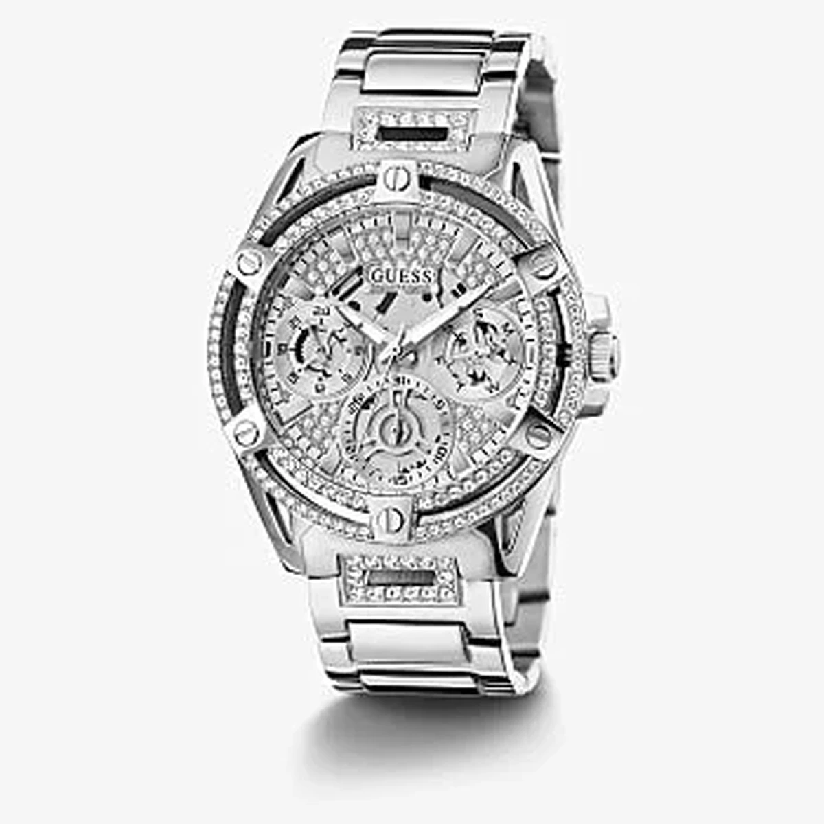Guess Phoenix Silver Tone Case Silver Tone Stainless Steel Strap Watch - GW0464L1