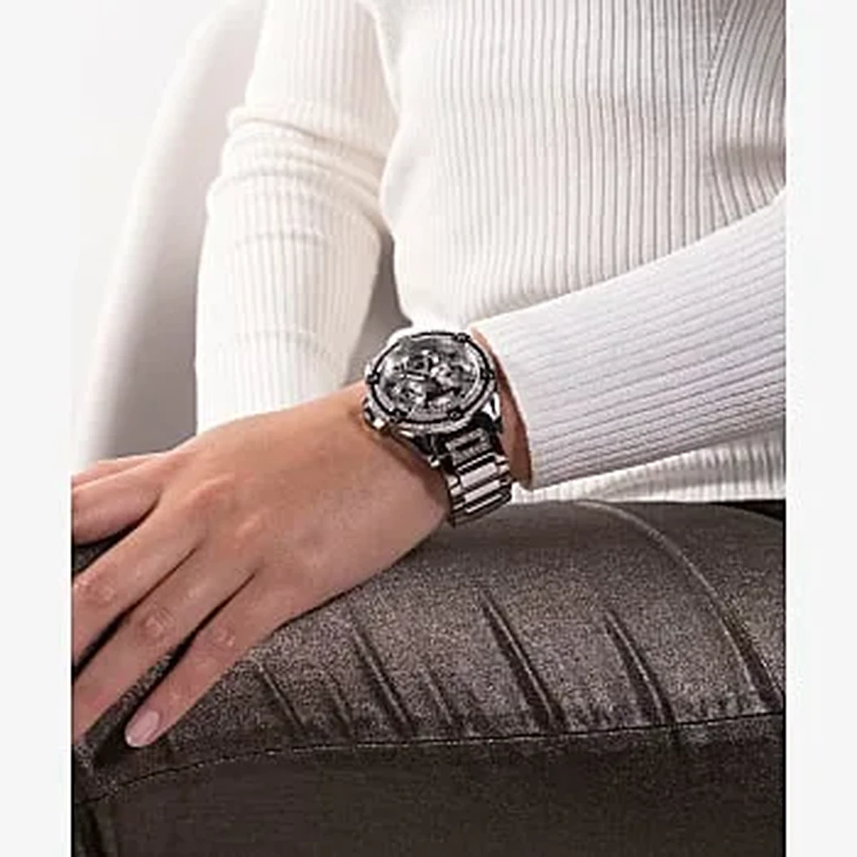 Guess Phoenix Silver Tone Case Silver Tone Stainless Steel Strap Watch - GW0464L1