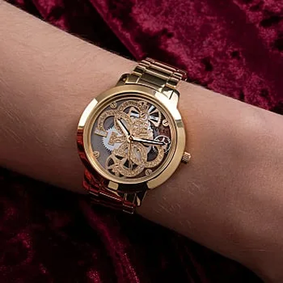 GUESS QUATTRO CLEAR GOLD TONE WATCH - GW0300L2