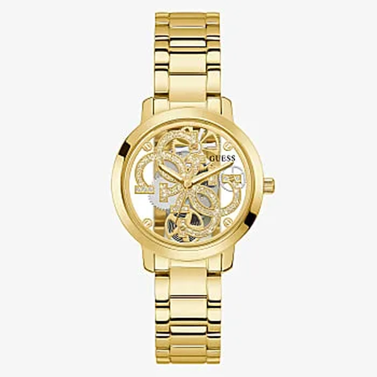 GUESS QUATTRO CLEAR GOLD TONE WATCH - GW0300L2