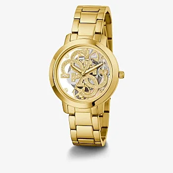 GUESS QUATTRO CLEAR GOLD TONE WATCH - GW0300L2