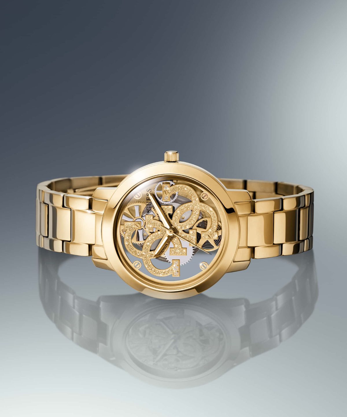 Guess Quattro Gold Round Dial Quartz Analog Women Watch - GW0300L2