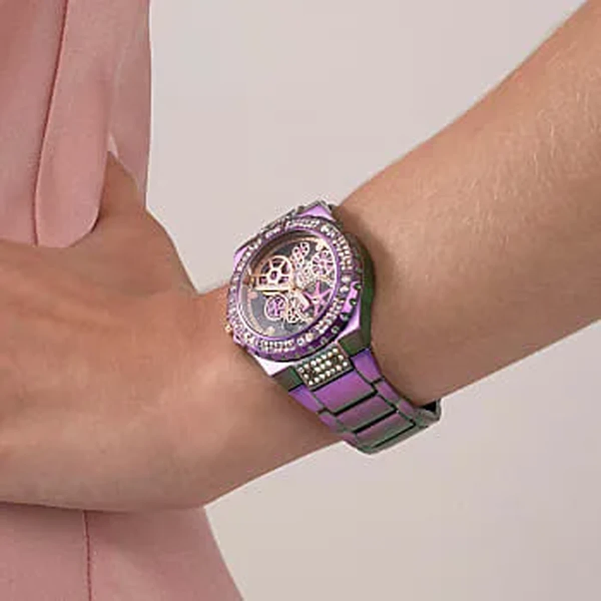 Guess Reveal Iridescent Case Iridescent Stainless Steel Watch - GW0302L3