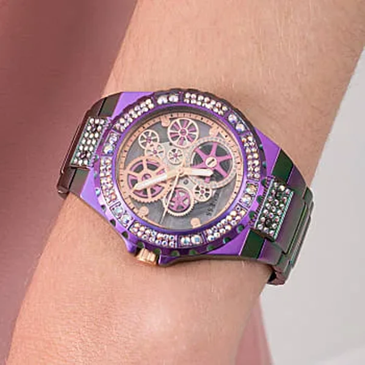 Guess Reveal Iridescent Case Iridescent Stainless Steel Watch - GW0302L3