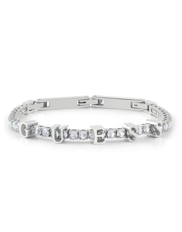 GUESS Scripted Crystal Tennis Bracelet Silver – JUBB04218JWRHT