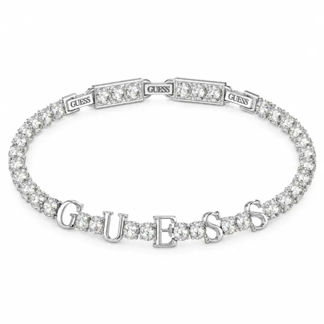 GUESS Scripted Crystal Tennis Bracelet Silver – JUBB04218JWRHT