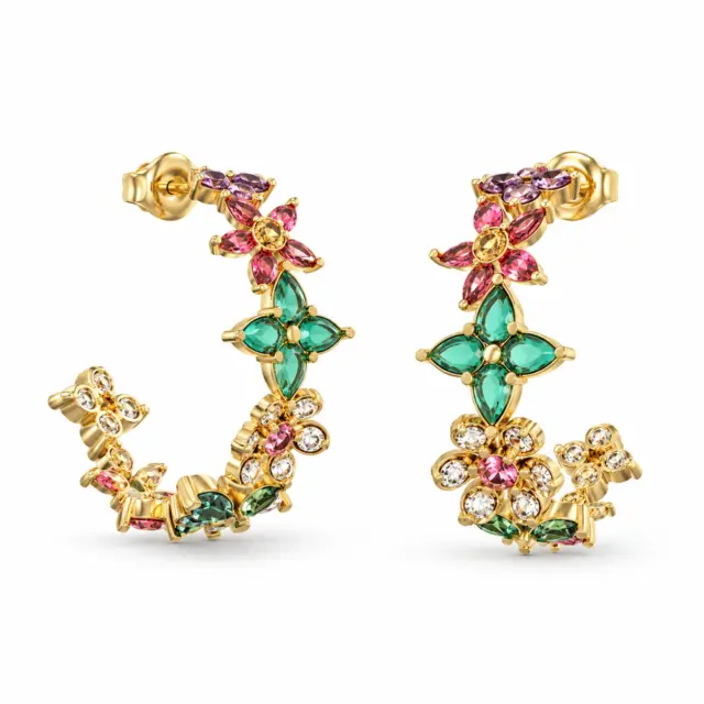 GUESS Secret Garden Gold Multi-Flower Crystal Earrings – JUBE06031JWYGMCT