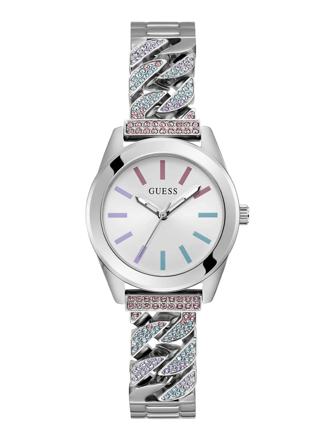 Guess Silver Serena Multi Glitz Link Watch - GW0546L4