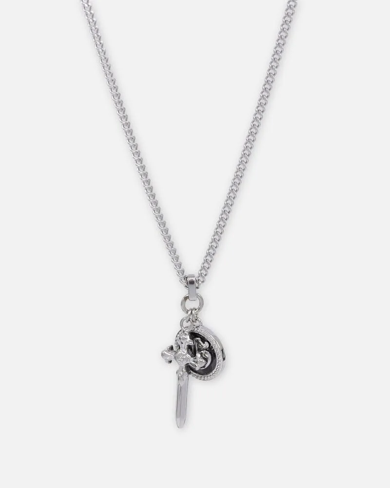 Guess Silver South Alameda G Coin & Dagger 21" Necklace