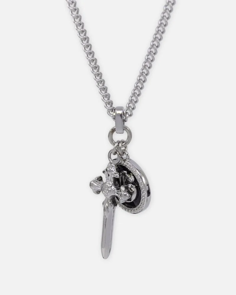 Guess Silver South Alameda G Coin & Dagger 21" Necklace